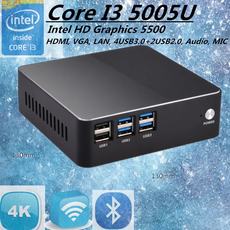 Eglobal Intel Core VC i3 5005U Broadwell мини ПК Linux микро компьютер Win10 HTPC tv Box 300 м Wifi VGA HDMI
