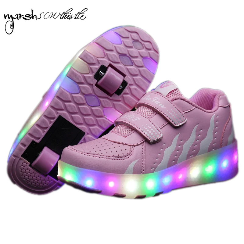

Children Shoes Roller Shates kids Glowing Sneaker with Wheels Boy Girl Automatic Pulley Running Shoes on Wheels Roller Sneakers