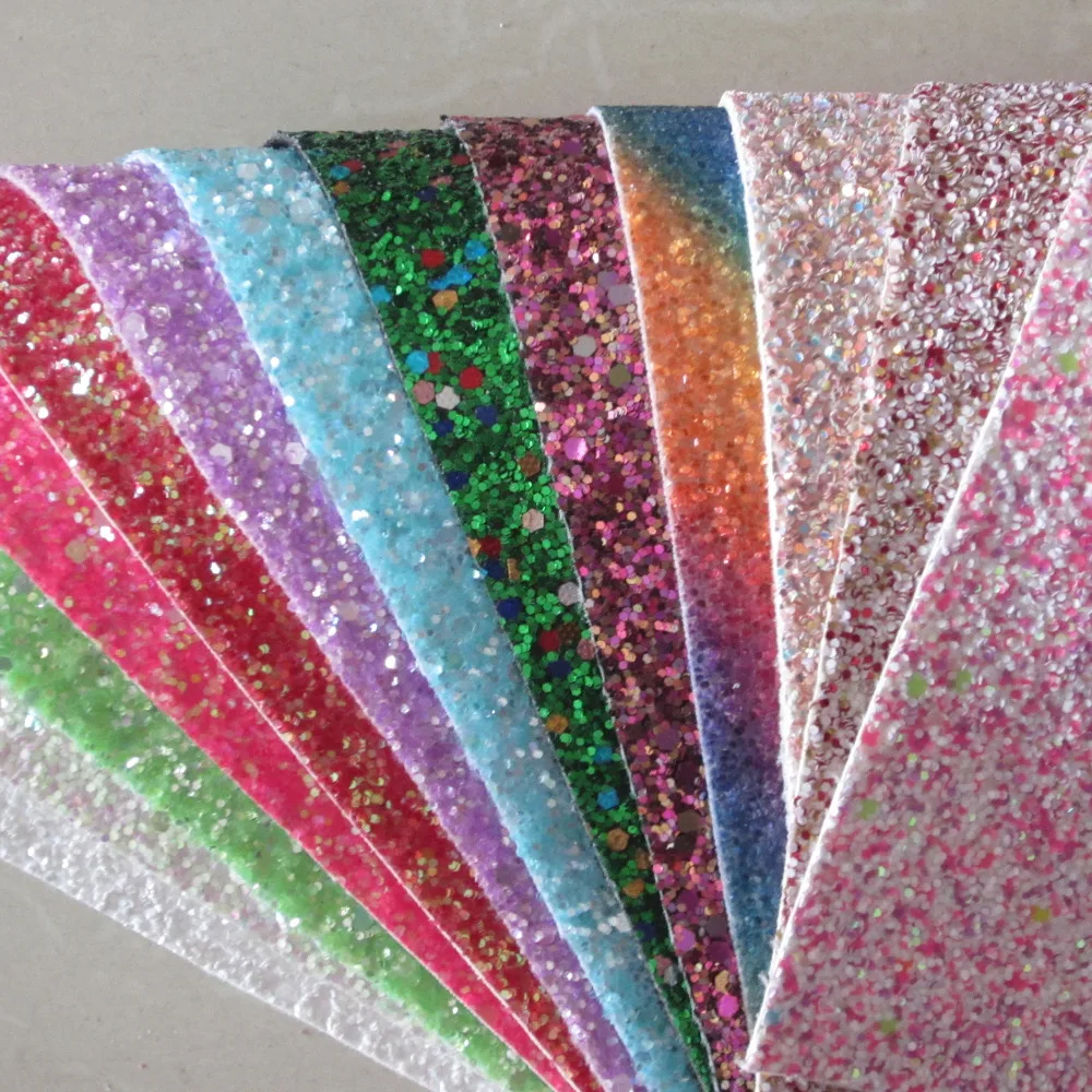 16pcs 21x30cm A4 glitter fabric sheet chunky glitter fabric leather