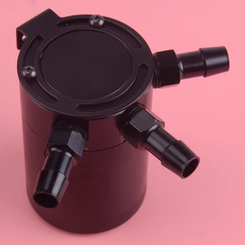 

DWCX 3-Port Black Car Auto Compact Baffled Oil Catch Can Open Box Separator Washable for Universal