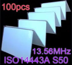 100 шт. rfid-карт 13,56 мГц NFC ISO14443A S50 перезаписываемые близости смарт-карты 0,8 мм Тонкий Карточки контроля доступа