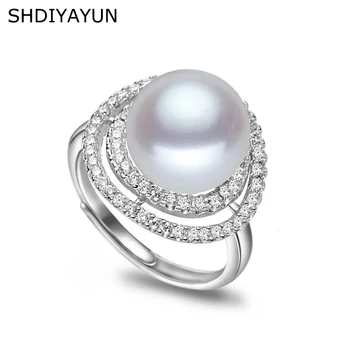 

SHDIYAYUN 2019 Big Double-deck Pearl Ring Natural Freshwater Pearl 925 Sterling Silver Jewelry For Women Wholesale Lots Bulk