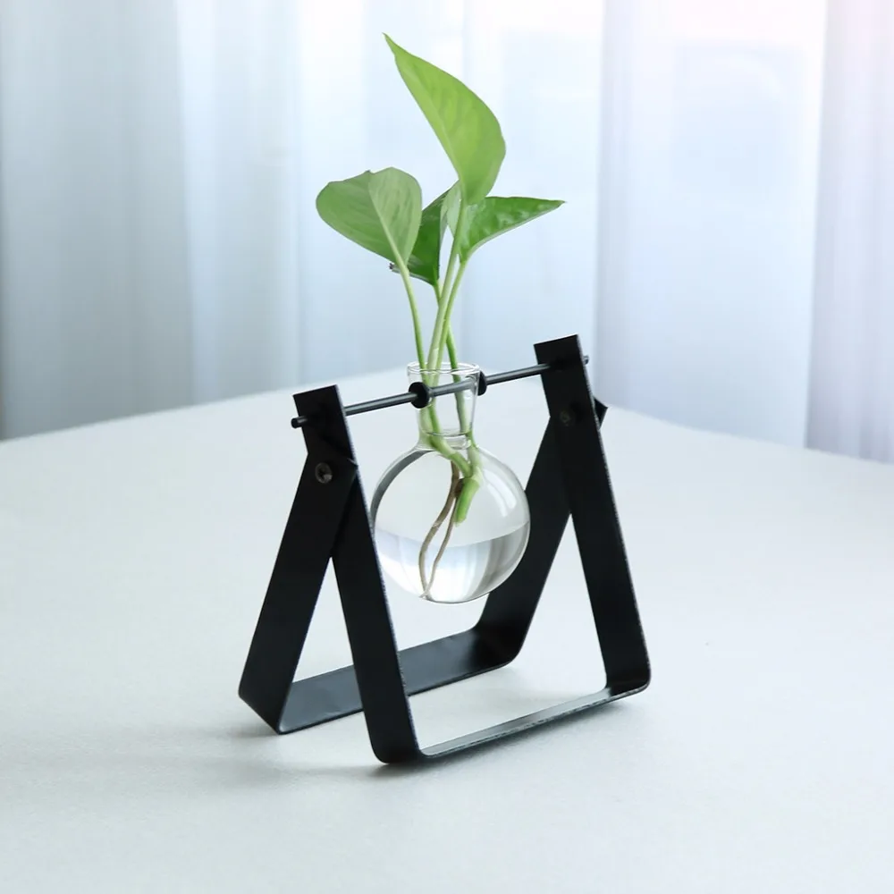

2019 Hot Sale Creative Home Decoration Micro Landscape Hydroponic Mini Glass Vase Decorative Iron Craft Desktop Decoration