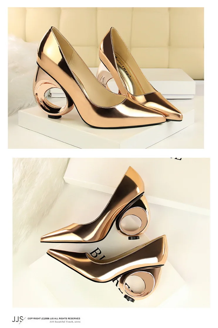 LTARTA/Модная пикантная обувь для ночного клуба; туфли на высоком каблуке с металлическими вырезами; туфли с острым закрытым носком на высоком каблуке DS-600-2