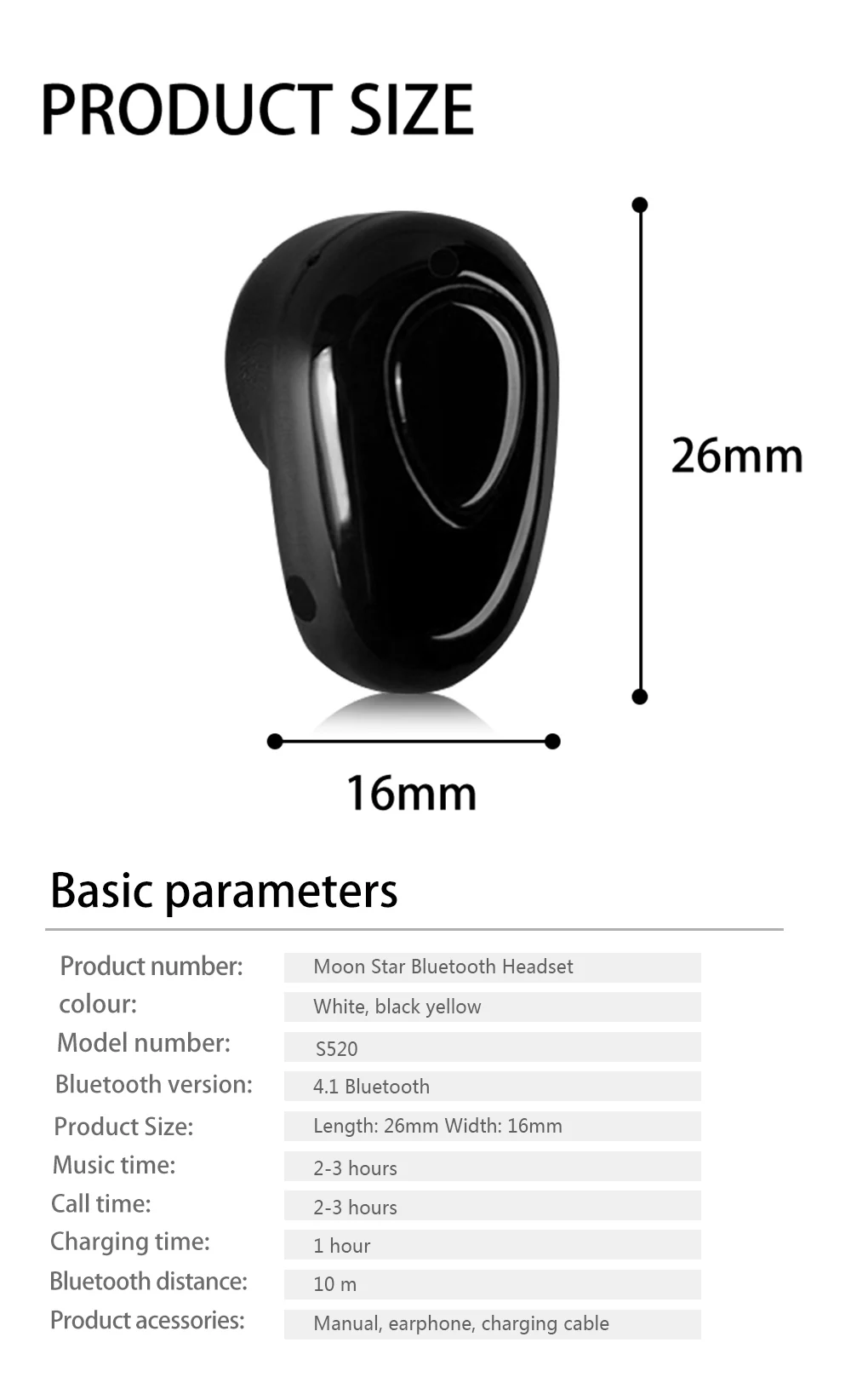 Мини Беспроводная гарнитура S520, bluetooth наушники, моно маленькие стерео наушники, скрытые невидимые Микронаушники для телефона