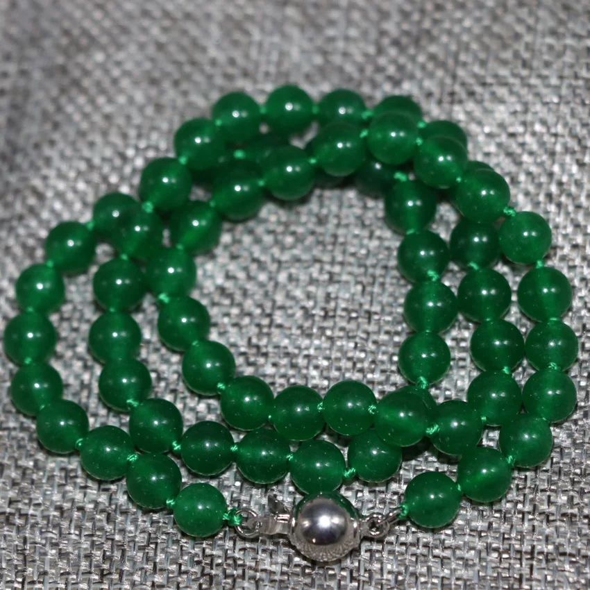 

Natural stone green chalcedony jades 6mm round beads choker rope necklace women hot sale chain diy jewelry 18inch B2915