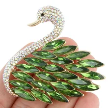 Bella 2015 New Spring 5 Colors Graceful Swan Rhinestone Brooch Pins Austrian Crystal Brooches For Women