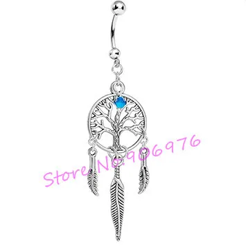 

Bar With Pendat Dangle Tree Navl Ring Button Rings 14G 316L Stainless Steel 12pcs/lot