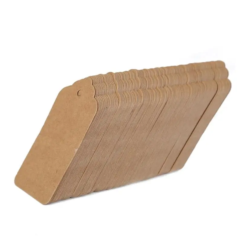 100pcs Kraft Paper Label Hang Tag Wedding Brown Rectangle Craft w/50m Rope Packaging Label Festival and Party Supplies