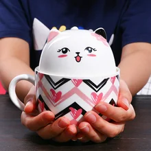 Lovely Plutus Cat Mugs Cup Ceramic Coffee Tea Milk Drinkware With Cover Christmas Gift