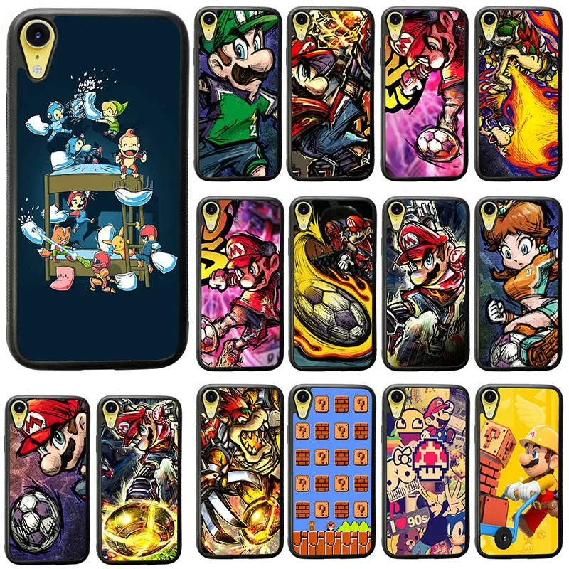 

Super Marios Bros Mushrooms Mobile Phone Cases for iphone XR Case PC TPU Hard Plastic Back Cover Anti-knock Shell