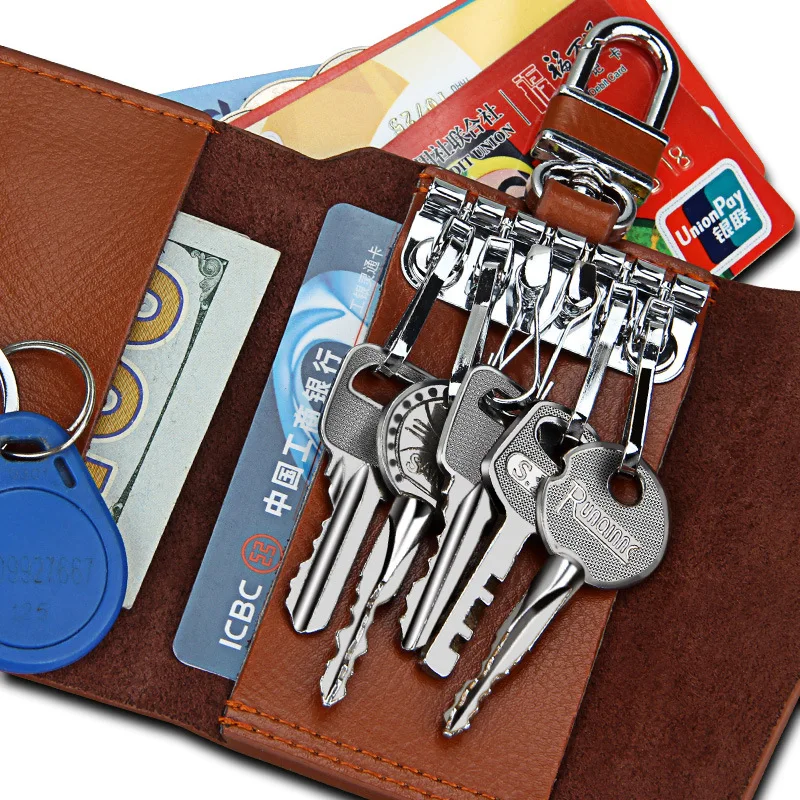 Чехол-держатель для ключей из натуральной кожи, женские кошельки для ключей, ключница, автомобильный брелок для ключей