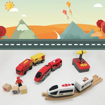 

RC Remote Control Electric Magnetic Link Compatible Brio Wooden Track White Harmony Train And Red World Wide Train Toys for kid