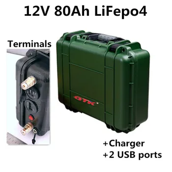 

12V 80Ah LiFepo4 lithium battery pack for solar sytem golf trolley UPS autocaravanas RV Mobility Scooters +10A charger