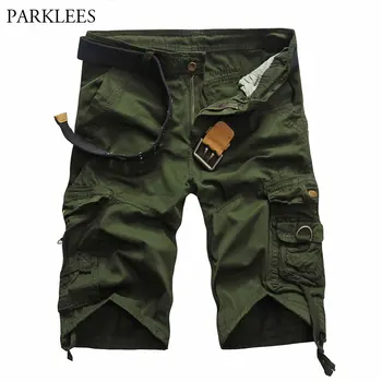 

New Trend Army Green Cargo Shorts Men 2018 Summer Mens Multi Pocket Tactical Shorts Homme Loose Casual Cotton Bermuda Shorts 38