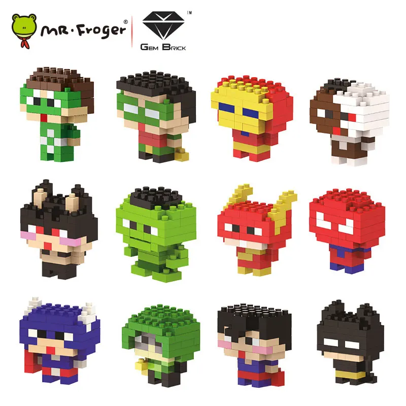 

GEM Brick Cartoon 12 Mini Hero Micro Blocks Diamond Super Hero Figure Anime DIY Building Toys Hobbies Juguetes Toy Kids Gifts