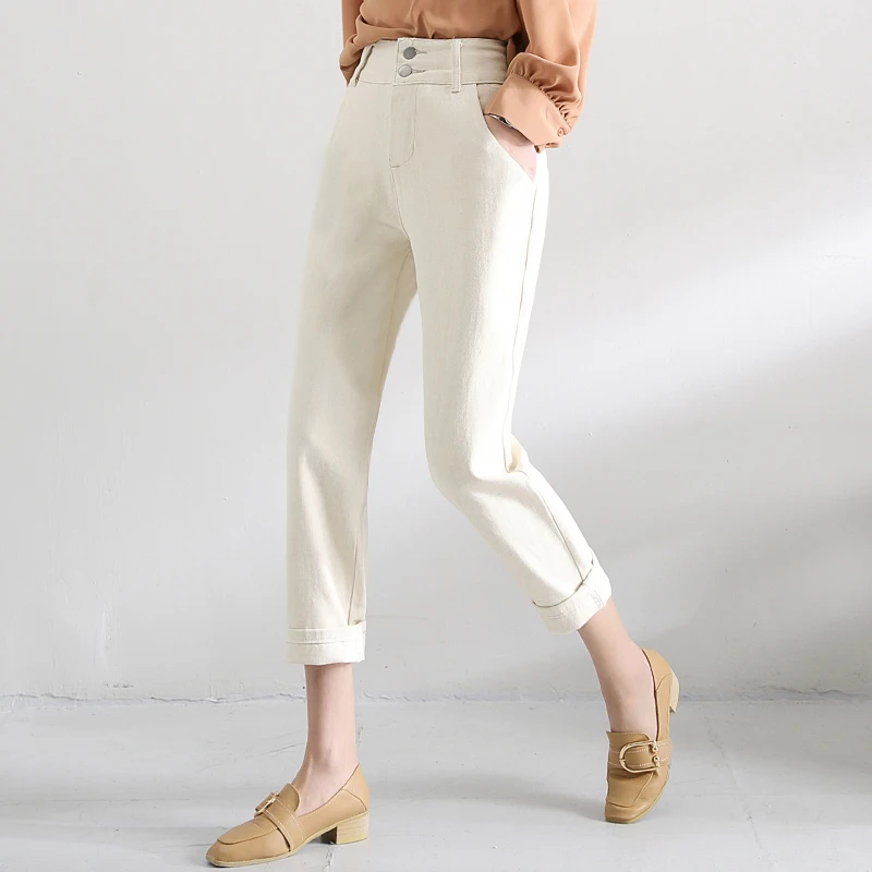 

Jeans Female 2019 Autumn Wild Straight Cropped Pants Gloria Jeans For Women Pants Breeches Overalls Vintage Female Torn Trousers