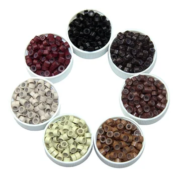 

1000pcs Silicone Micro Rings 5mm Silicon Lined Micro Links Beads Hair Feather Extensions Tools For Pre-bonded I Tip Hair