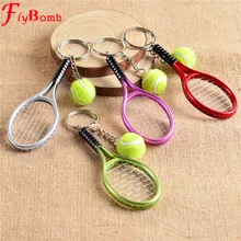 Mini Metal Tennis Racket Handmade Souvenir Cute Tenis Racquet Ball Key-chain Key Sports Chain Car Bike Keyring Novelty Gift L335