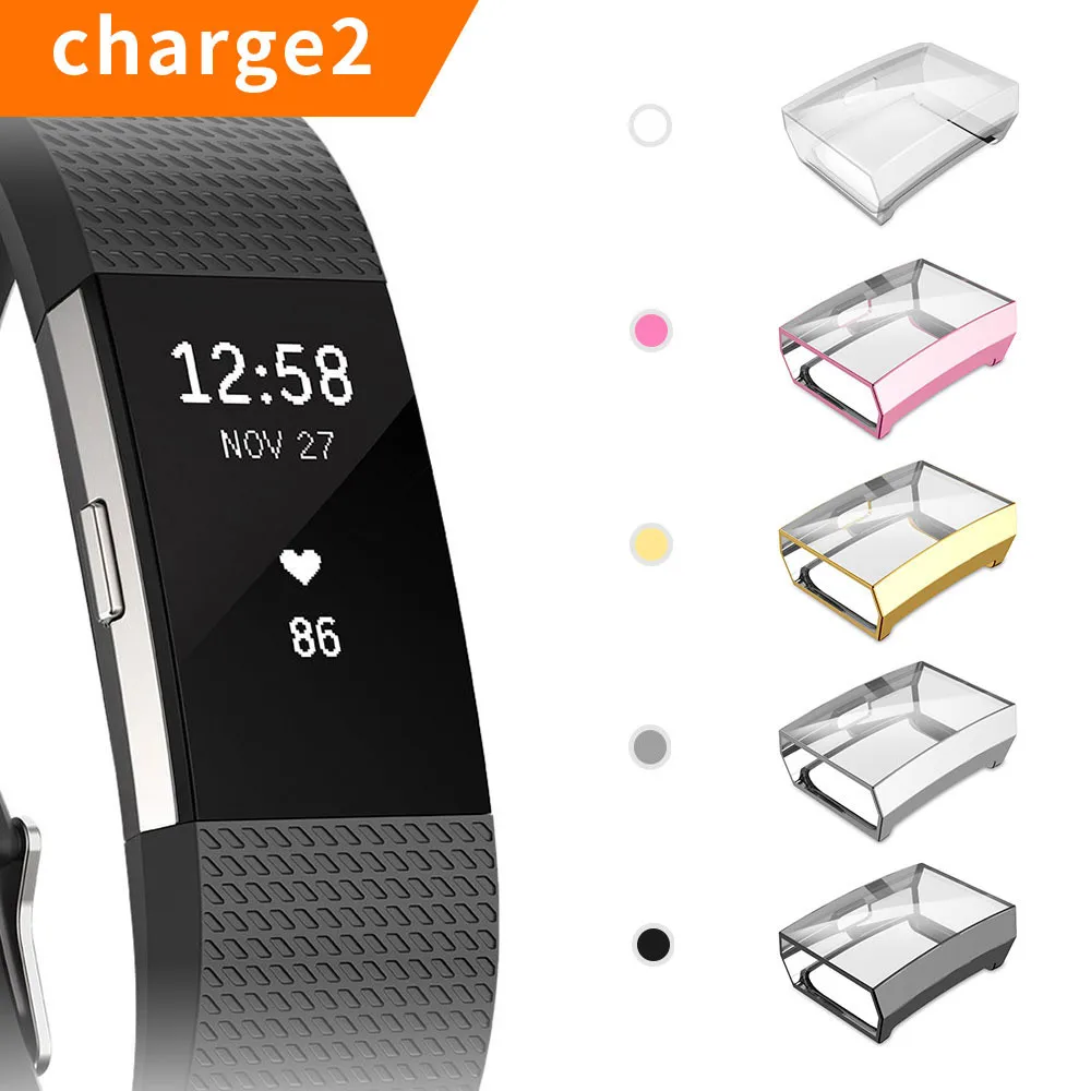 

SmartWatch Smart Watch Strap Smartband mi band Ultra-thin Plating Soft TPU Protection Silicone Case Cover For Fitbit Charge 2