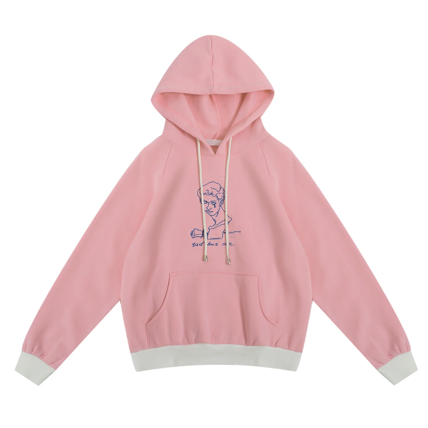 Spring Preppy Style Women Pink Hoodies Long Sleeve Warm Female Pullover