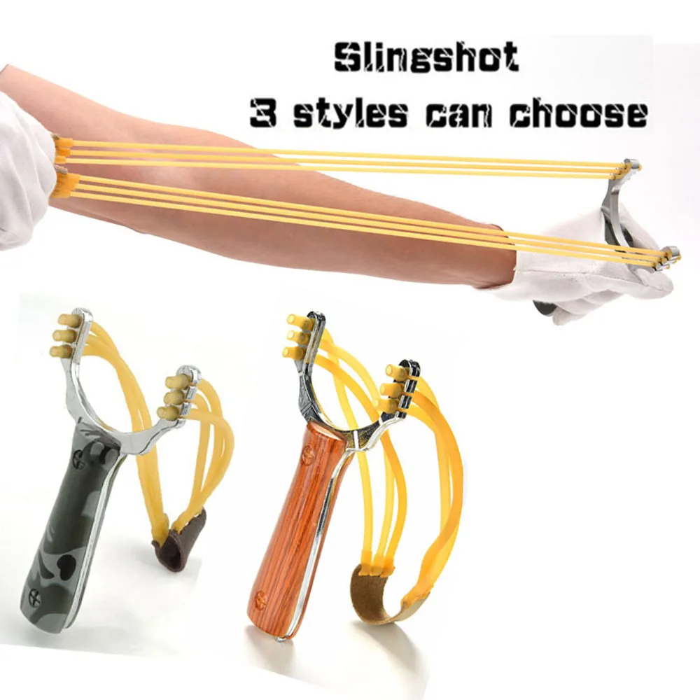

1pcs Powerful Sling Shot Aluminium Alloy and wood Slingshot Camouflage Bow Catapult Outdoor Hunting Slingshot Camping Kits