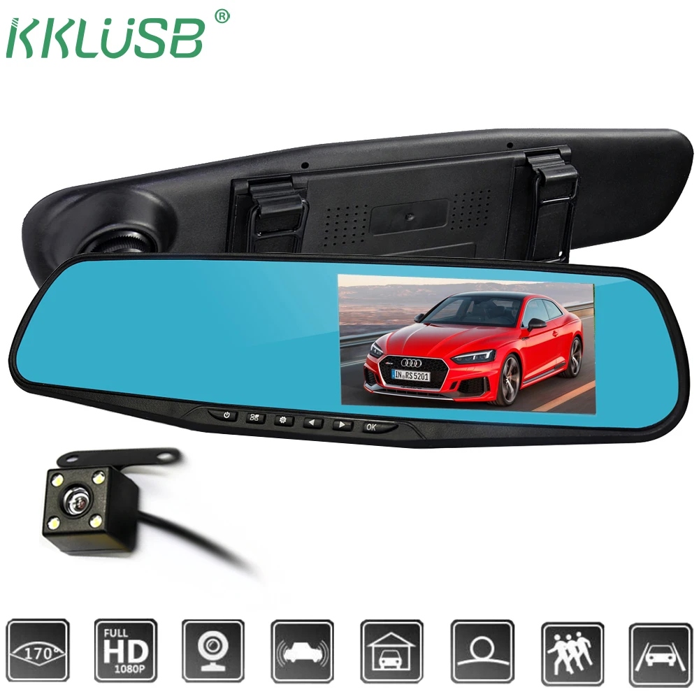 Car DVR Camera Recorder Dual Lens Cam Mirror Rear View Full HD 1080P 4.3&quot inch Dashcam Auto Night Vision | Автомобили и