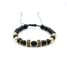 Faitheasy натуральный черный плетение колесо жемчужный браслет из медного бисера