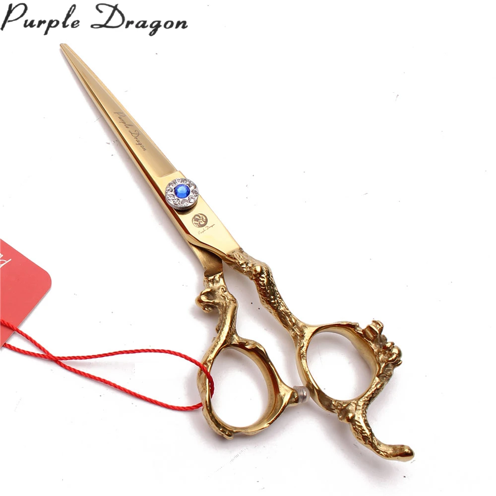 

Z9003 6" Japan 440C Purple Dragon Gold Straight Razor Cutting Shears Thinning Scissors Dragon Handle Professional Hair Scissors