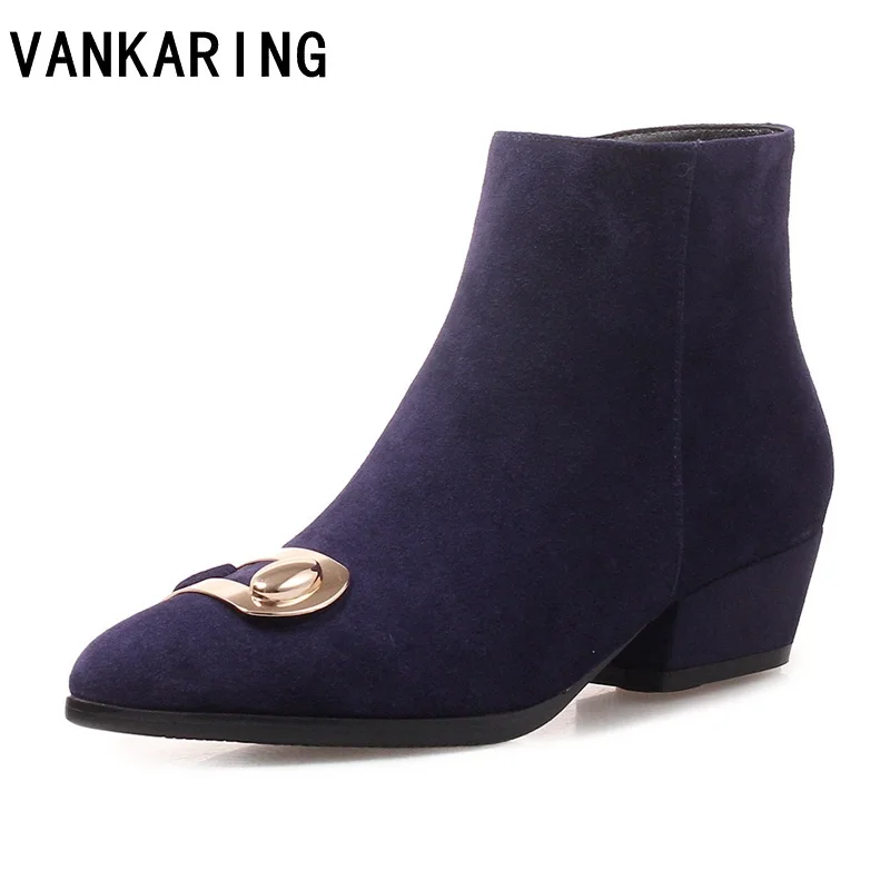 

VANKARING fashion boots shoes woman ankle boots dress shoes platform pumps autumn thick heel lady black shoes winter boots women