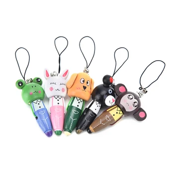 

1PC Cute Cartoon Useful Animals Short Pens Mobile Phone Pendant Wood Ballpoint Pen Bag Accessories New Arriva