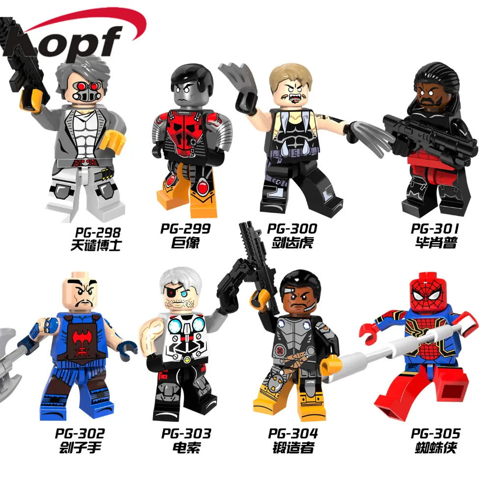 

PG8083 Super Heroes X-men Saber-toothed Pogue Shadowcat Bishop Spiderman Colossus Building Blocks Model Collection Children Toys
