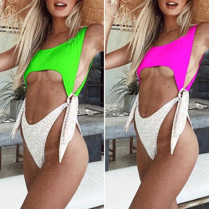 Bikinx Neon green бикини mujer купальники сексуальные боди монокини с высоким вырезом Купальники Женские бандо купальник женский купальный костюм