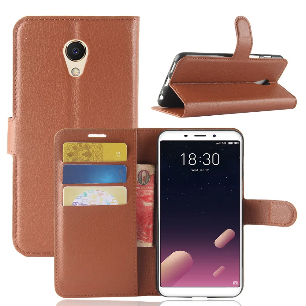 

Luxury Leather Litchi Grain Cover For MEIZU M6 NOTE M5 NOTE M5S E3 Capa With Card Solt Flip Wallet PU Leather Case Holder Cases