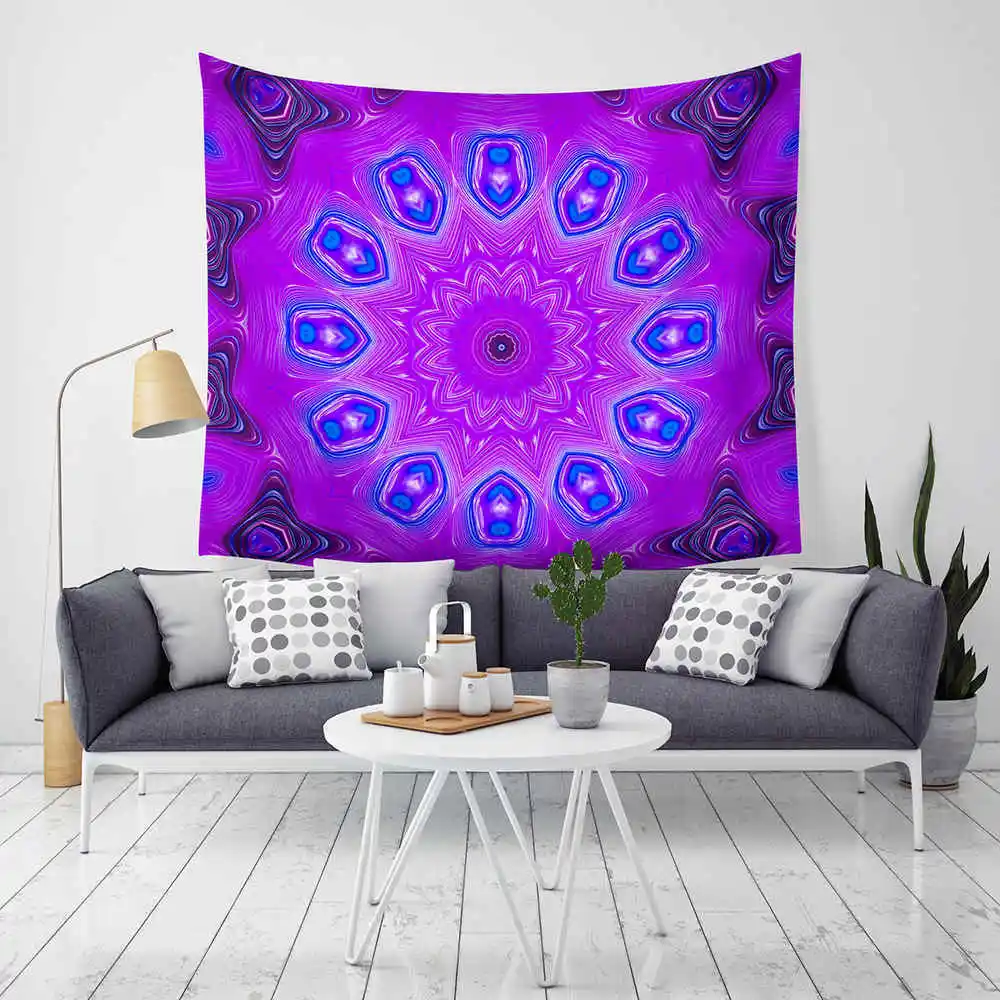 Modern Flower Printed Decorative Macrame Wall Hanging Tapestry Modern Bedspreads Indian Boho Decor Mandala Beach Carpet