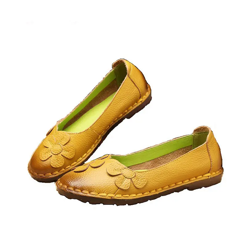 Xiuteng/летние модные дизайнерские разноцветные туфли на плоской подошве с цветочным принтом и мягкой подошвой с круглым носком; винтажные женские туфли из натуральной кожи на плоской подошве; Лоферы для девочек