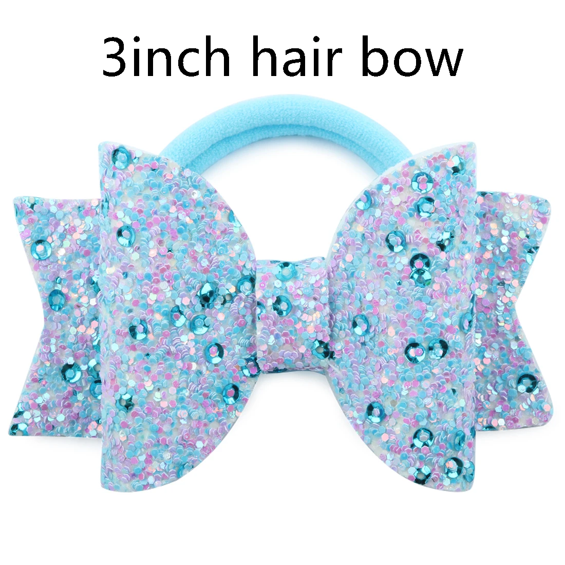 1 PC Child Hair Bow Tie Elastic Hair Band Glitter Hairbow Rope Rainbow Sequin Sparkly 3 Inch Bows Mermaid Girls Sweet Headwear - Цвет: 3inch sequin bow-3