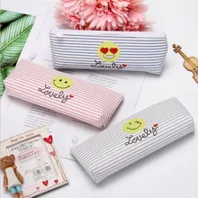 Cute Funny Expression Pattern Cosmetic Bag Stripe Zipper PU Makeup Beauty Travel Bag For Women And Men Toiletry Wash Kit