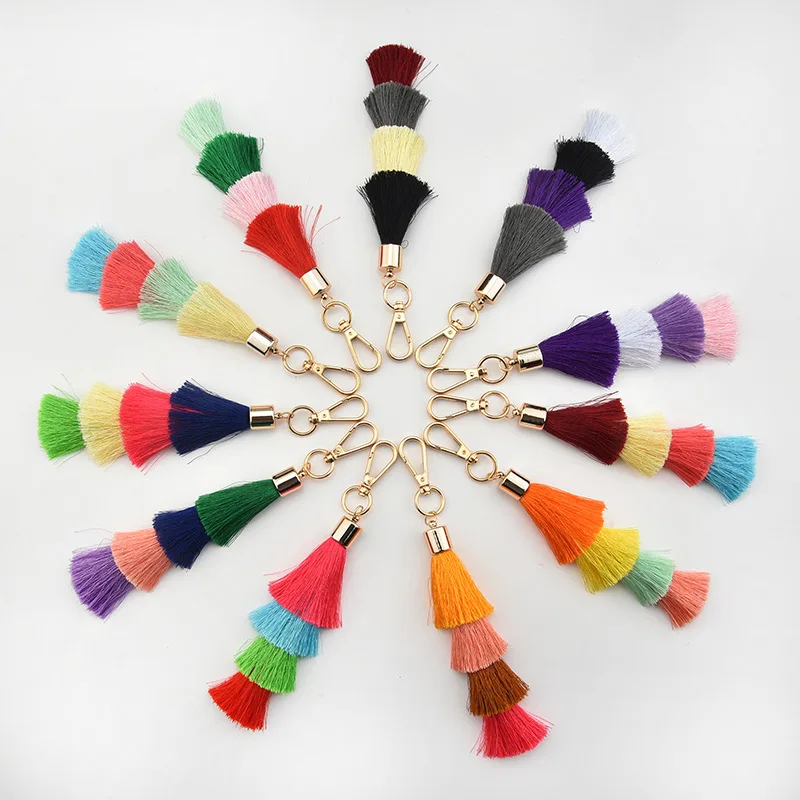 

Boho Colorful Multi-layer Tassel Keychain Fringe Pendant Keychain for Women Bag Phone Keyring Pendent Bohemia Jewelry Keychain