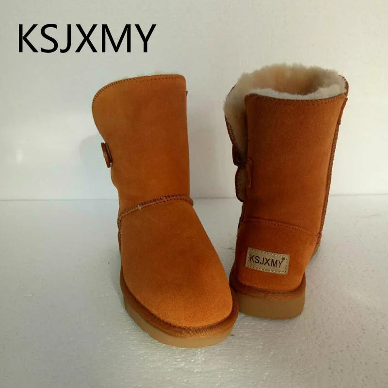 KSJXMY/Новинка; Брендовая женская зимняя обувь; классические зимние ботинки в австралийском стиле; теплая женская обувь; высокие сапоги из натуральной кожи