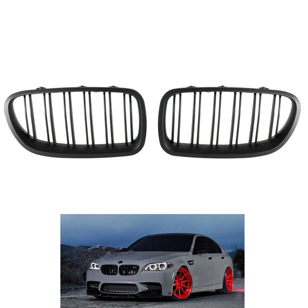 Best Car Grille Grill Racing Black Twin line fit for BMW F10 F11 F18 5 Series 520i 528i 535i 550i M5 (2010 2017) Matte black
