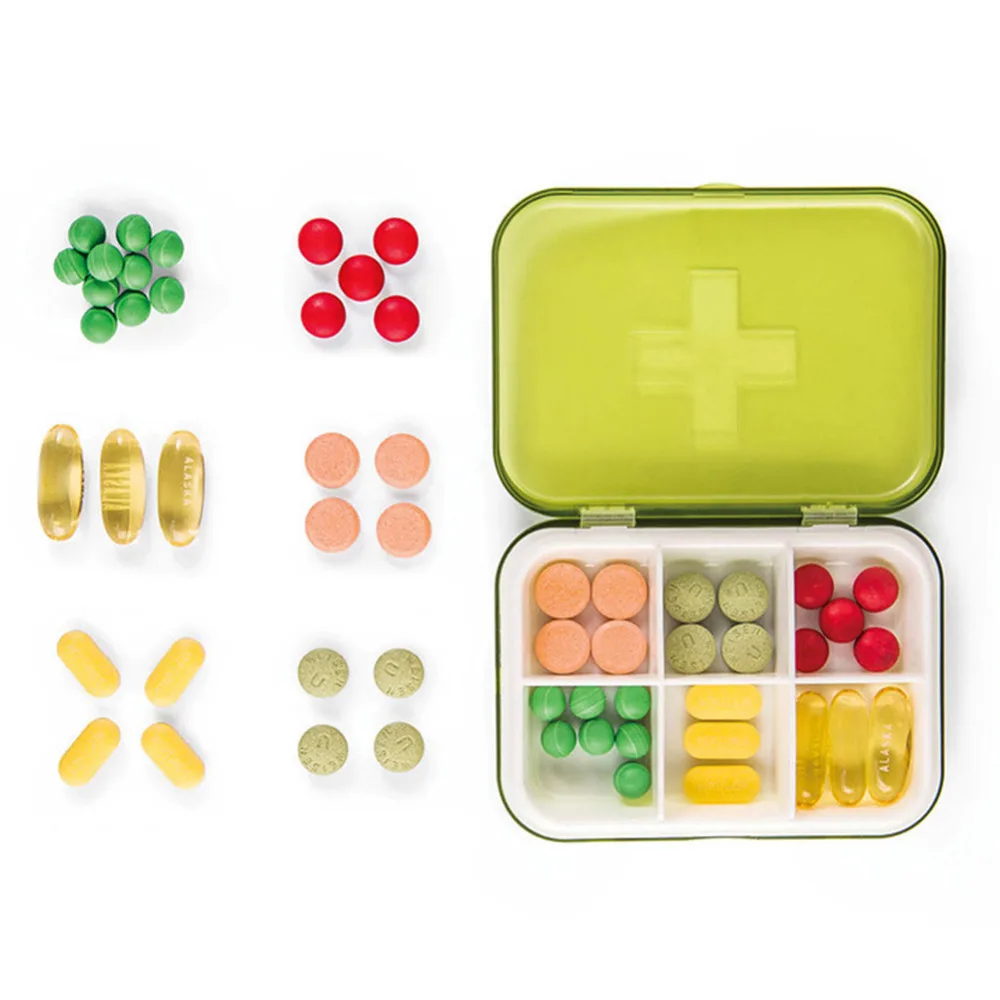 

4 Grids/6 Grids Mini Portable Pill Box Drug Tablets Case Medicine Box Pill Container Organizer Jewelry Storage Box