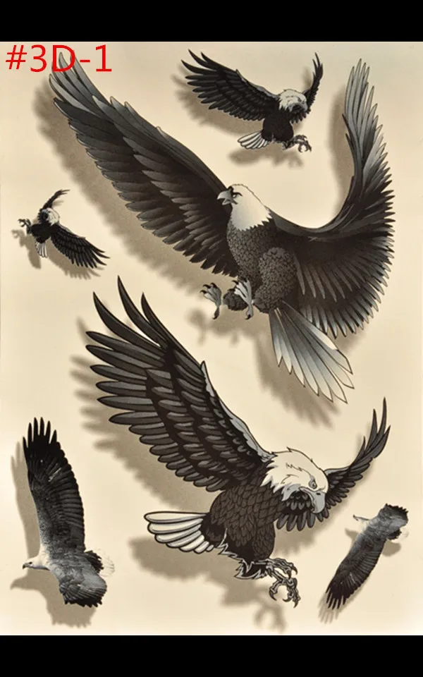Free Shopping 3 D Sticker Eagle Tattoo Design Temporary Tattoos False