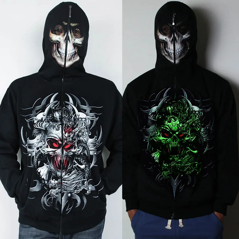 Luminous Skull Hoodie Men Women Sweatshirt Outerwear Male Tops Spring Hooded Jacket Coat Glow In The Dark Clothing  (11)