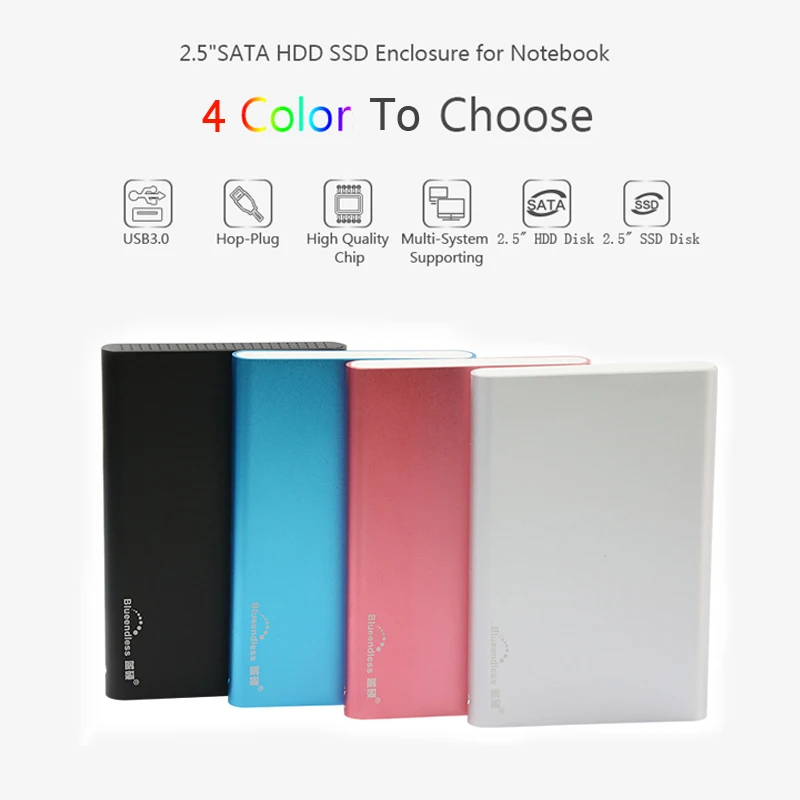 Blueendless Sata to USB 3.0 HDD Case 2.5'' aluminum HDD Enclosure for NotebookDesktopPCTablet hard disk Box support win7810 (1)