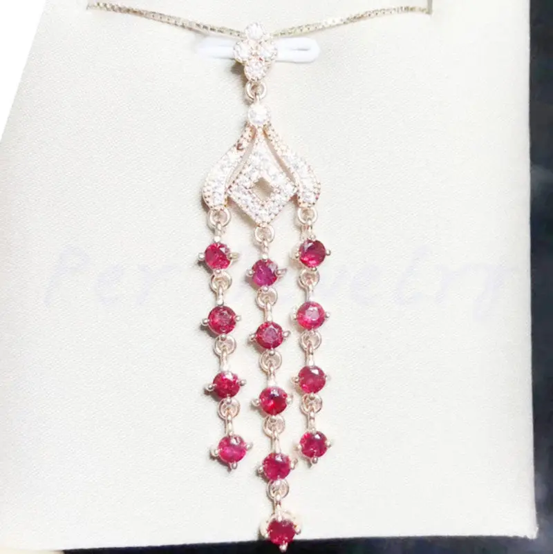 Natural ruby necklace pendant Free shipping 925 sterling silver Origin