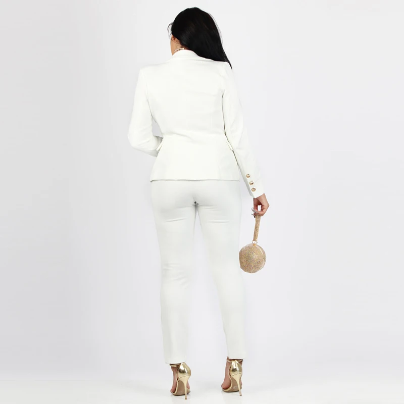 Женский блейзер белый с глубоким вырезом для повседневной носки 2018|set trousers|set