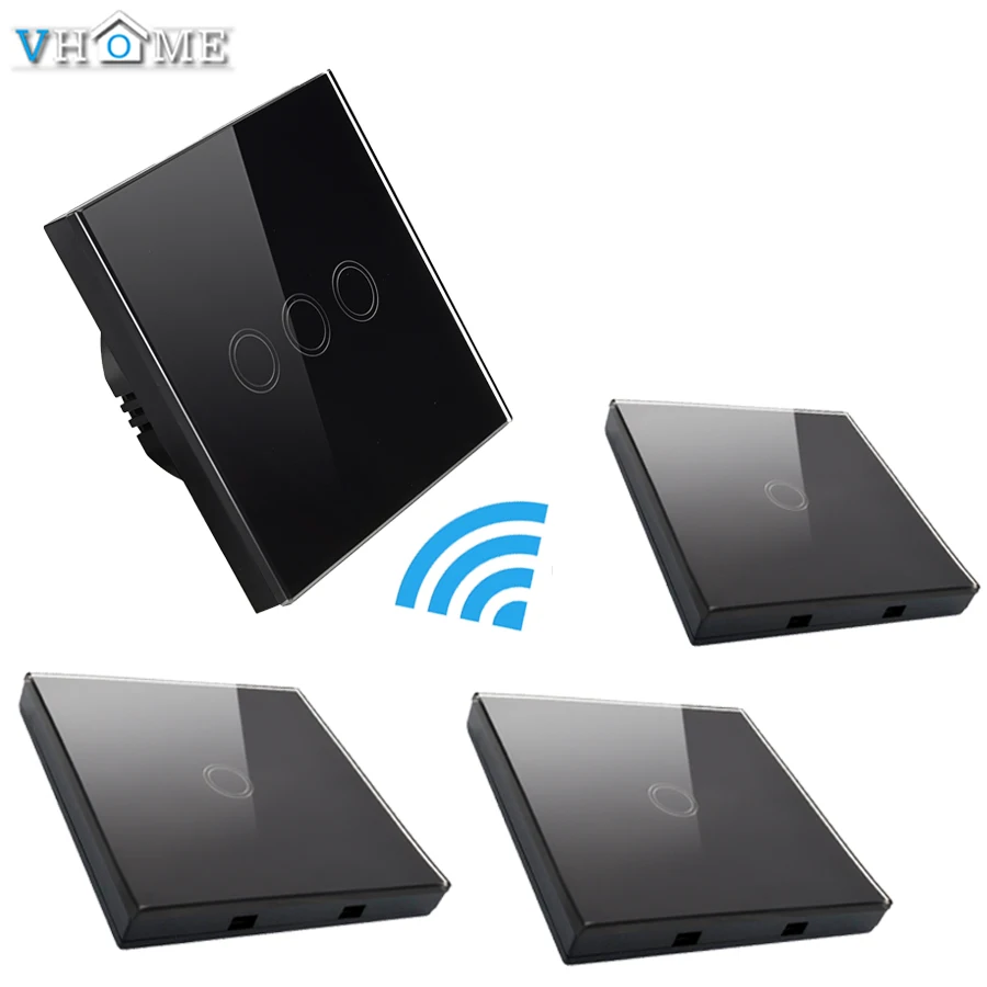 touch switch 3 remote control black 3gang