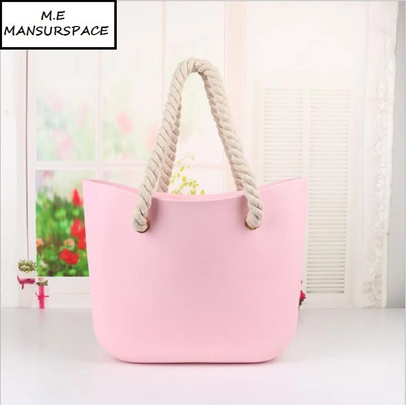 

MANSURSPACE Ladies high quality hemp rope handles Obag casual fashion waterproof silica gel Casual Women Shoulder EVA bags bao