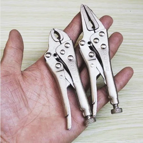 

# 2Pcs Pack Mini Locking Grip Pliers Set Vise Long Nose Jaws Clamp Welding